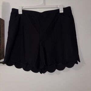 Cato Black High Waist Scalloped Shorts